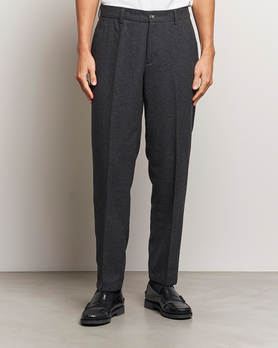 Men | Trousers | LES DEUX | Como Reg Wool Pants Charcoal Melange