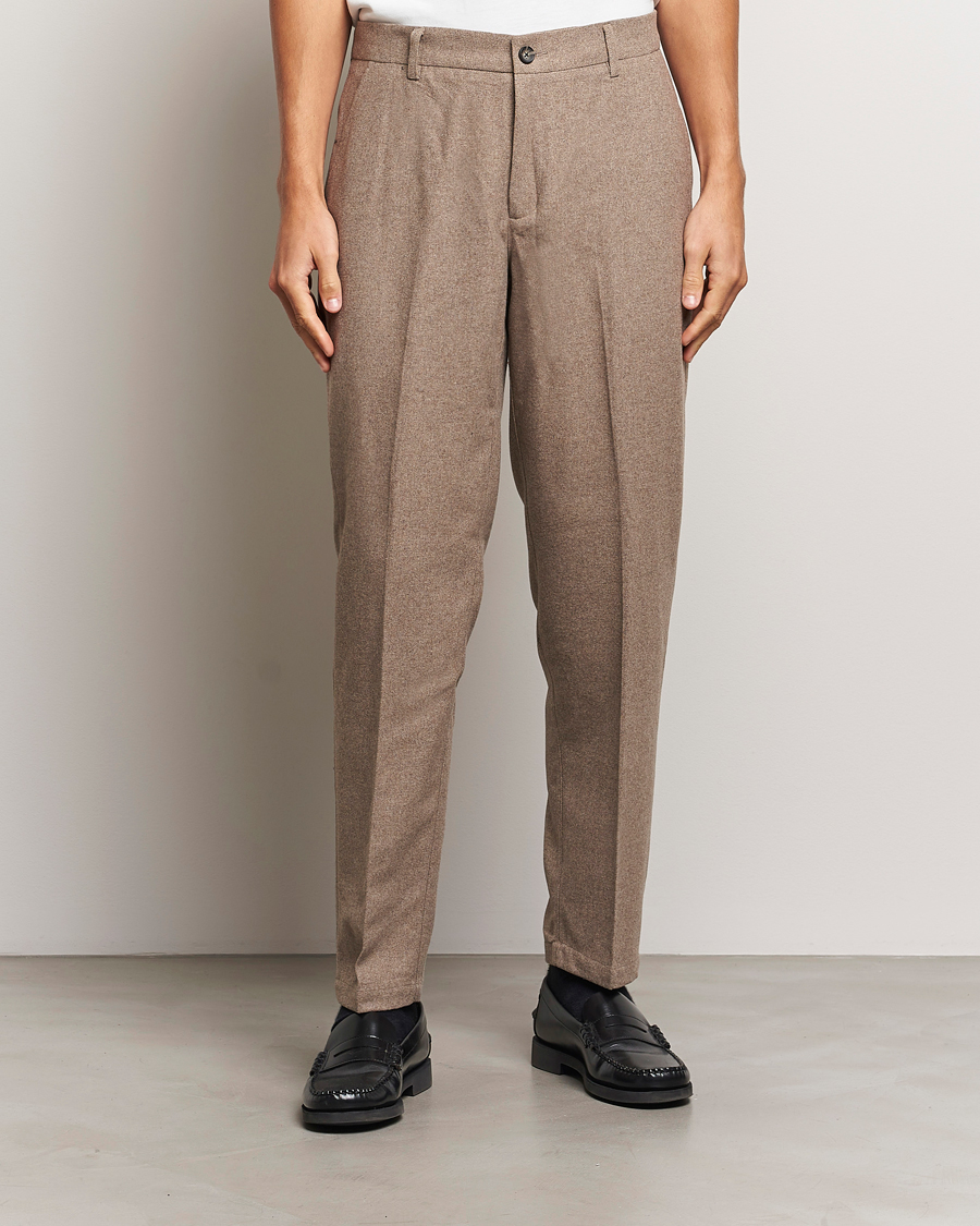 Men | Trousers | LES DEUX | Como Reg Wool Pants Desert Taupe Melange