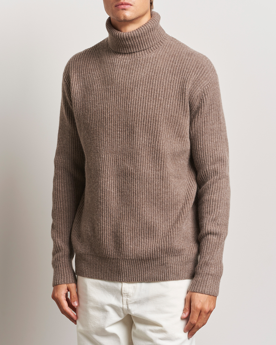 Men | Sweaters & Knitwear | LES DEUX | Eddie Wool Rib Rollneck Mountain Grey Melange