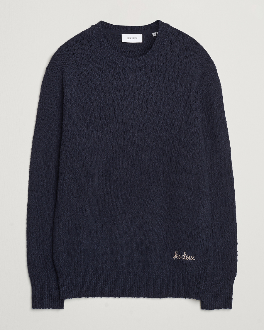 Men | Sweaters & Knitwear | LES DEUX | Errol Cotton Roundneck Dark Navy