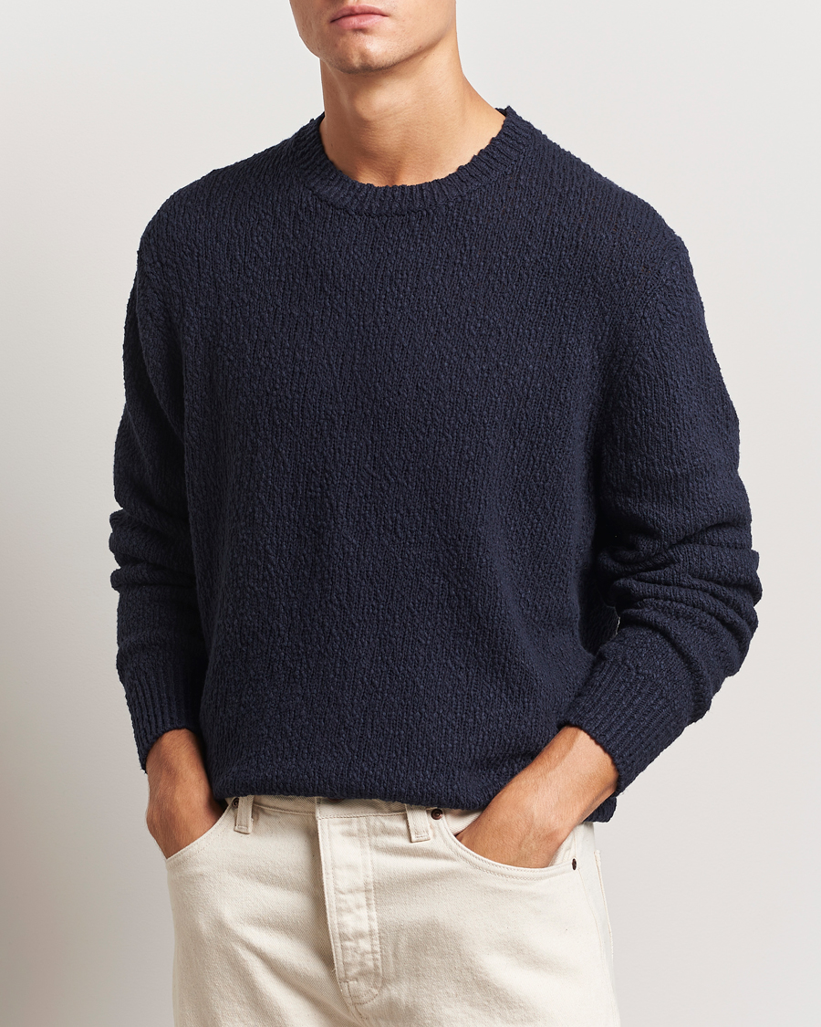 Men | Sweaters & Knitwear | LES DEUX | Errol Cotton Roundneck Dark Navy