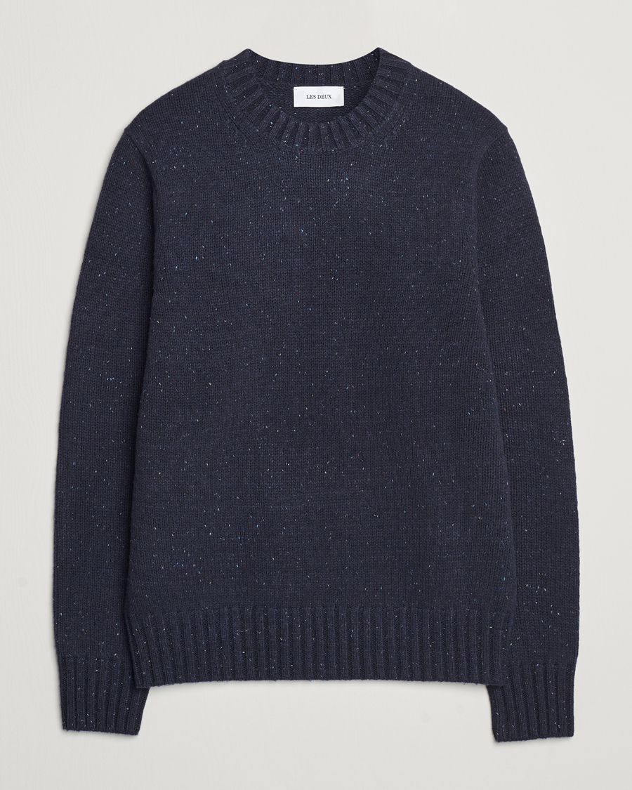 Men | Sweaters & Knitwear | LES DEUX | Gary Fleck Wool Roundneck Dark Navy