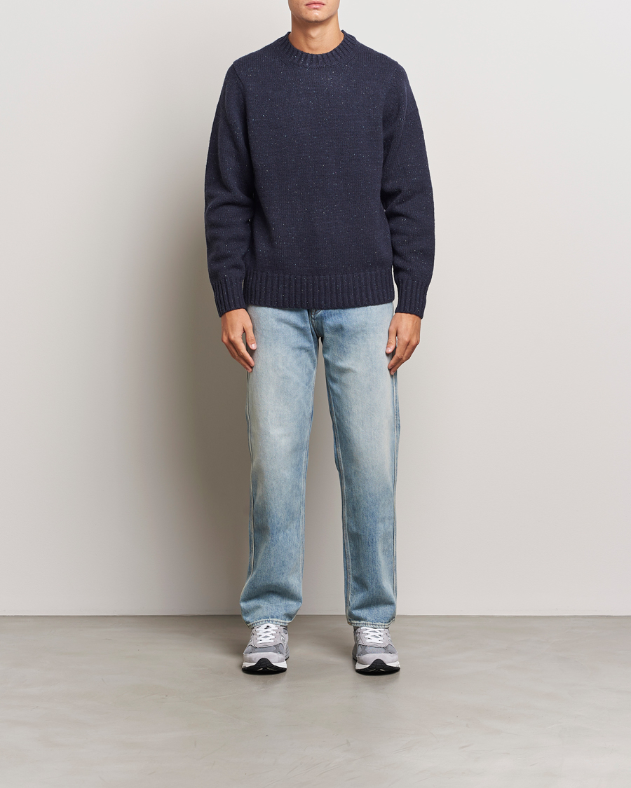 Men | Sweaters & Knitwear | LES DEUX | Gary Fleck Wool Roundneck Dark Navy
