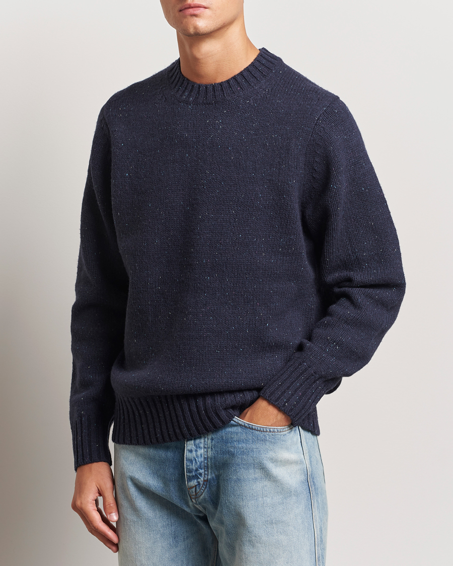 Men | Sweaters & Knitwear | LES DEUX | Gary Fleck Wool Roundneck Dark Navy