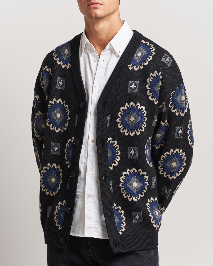 Men | Sweaters & Knitwear | LES DEUX | Aro Paisley Cardigan Black/Blueprint