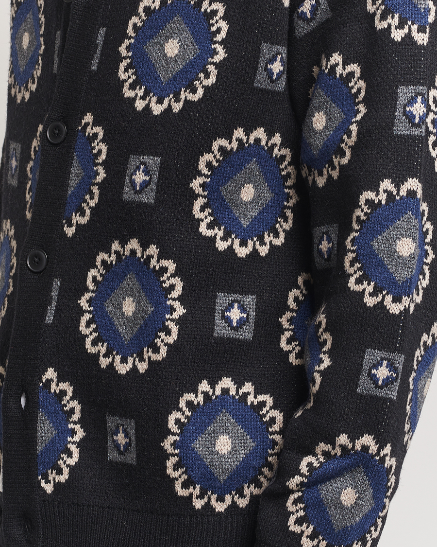 Men | Sweaters & Knitwear | LES DEUX | Aro Paisley Cardigan Black/Blueprint