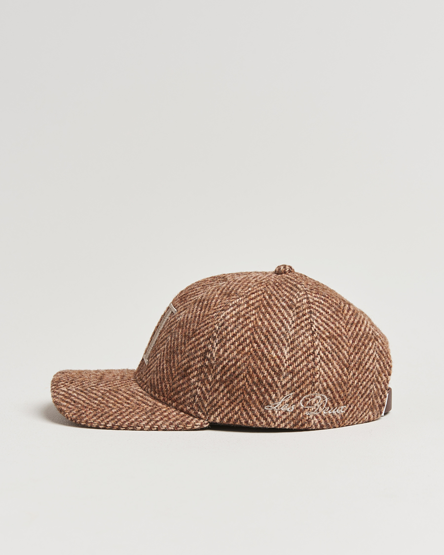 Men | Les Deux Herringbone Baseball Cap Coffee Brown | LES DEUX | Herringbone Baseball Cap Coffee Brown
