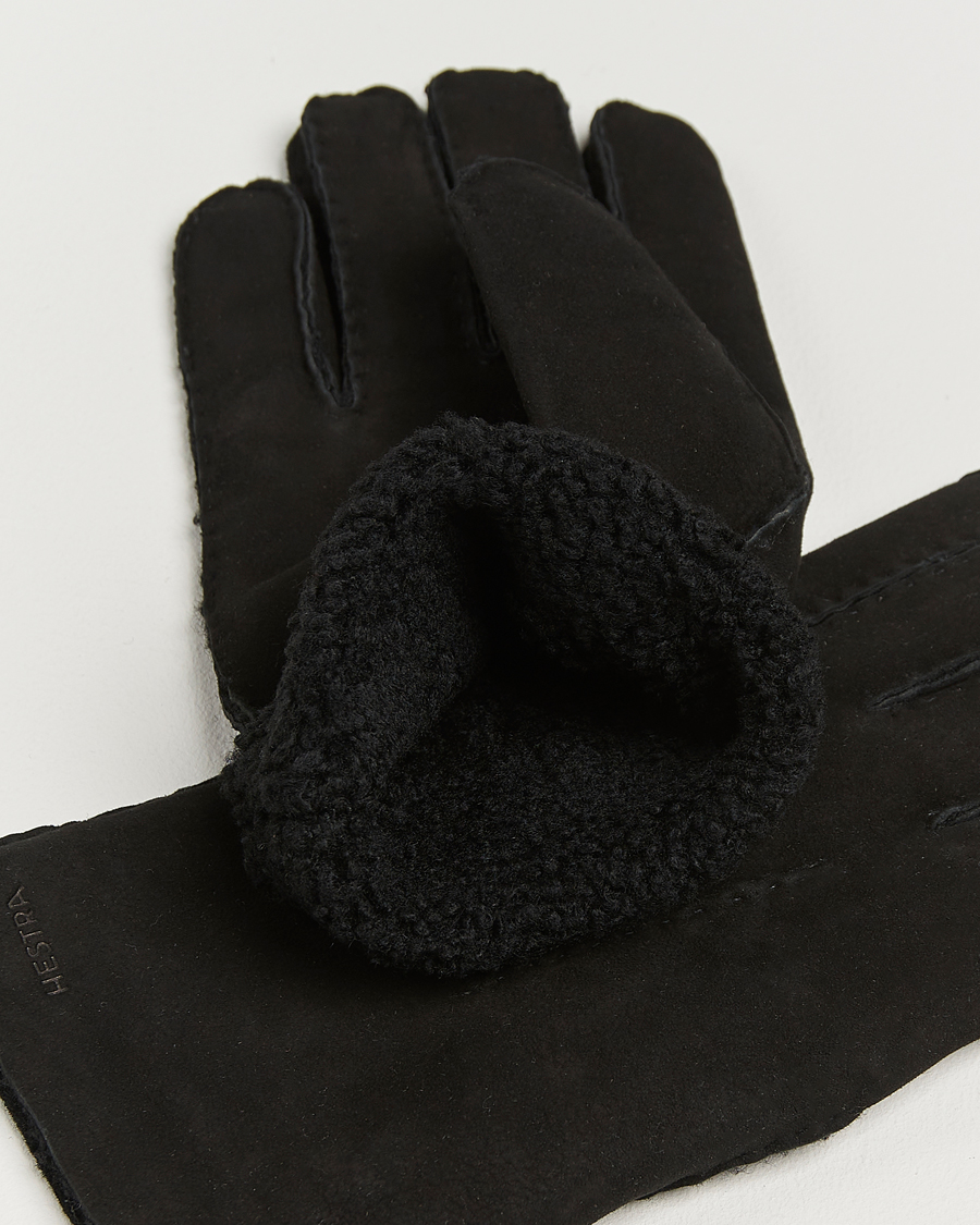 Men | Gloves | Hestra | Bernard Lambskin Suede Glove Black