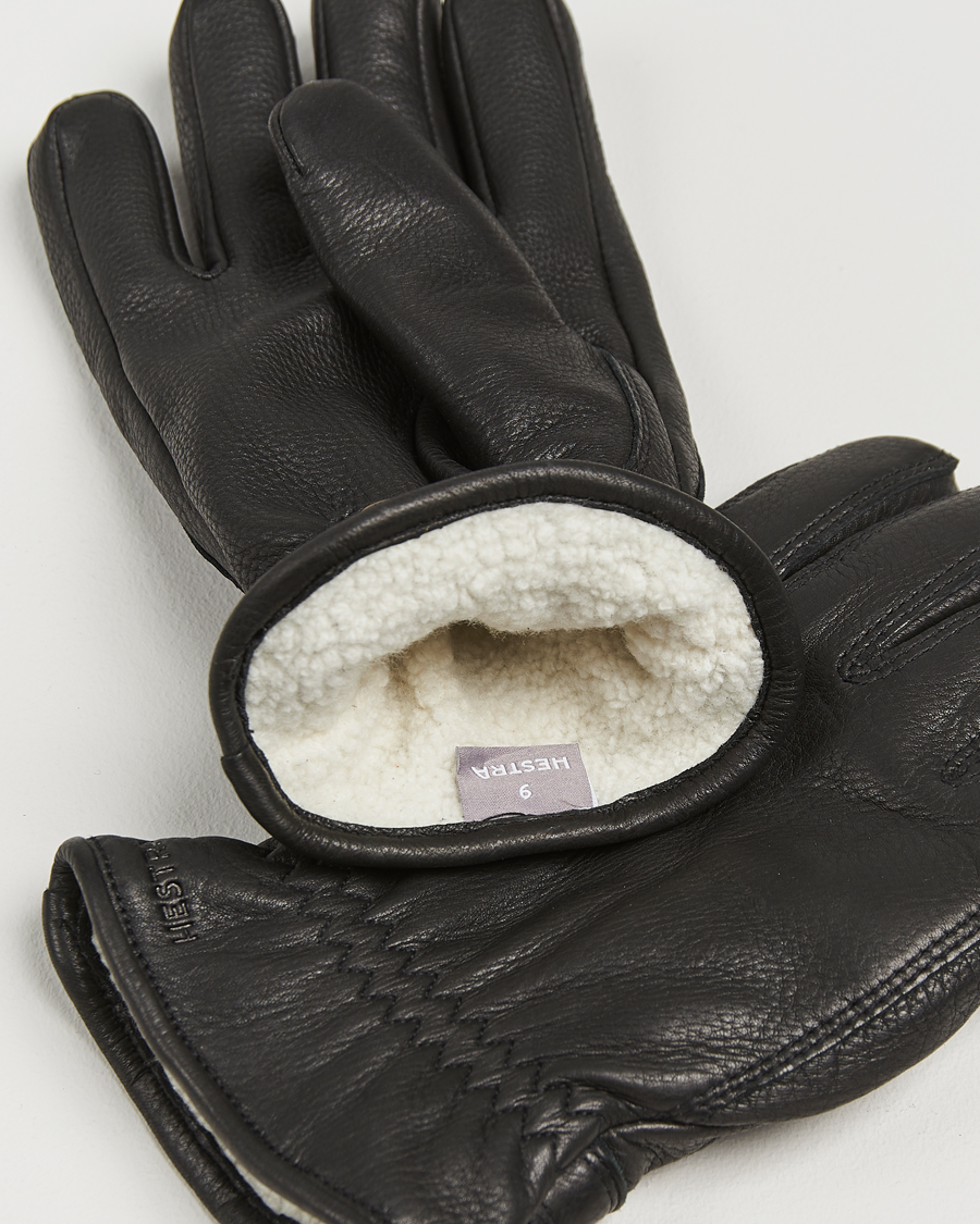 Men | Gloves | Hestra | Burensvik Deerskin Wool Pile Glove Black