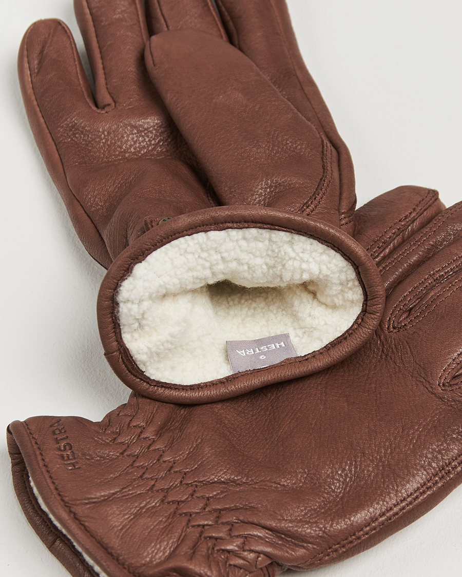Men | Gloves | Hestra | Burensvik Deerskin Wool Pile Glove Chocolate