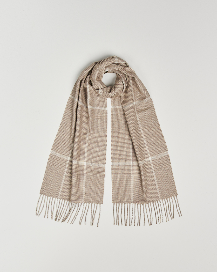 Men | Piacenza Cashmere Cashmere/Silk Overcheck Scarf Beige | Piacenza Cashmere | Cashmere/Silk Overcheck Scarf Beige