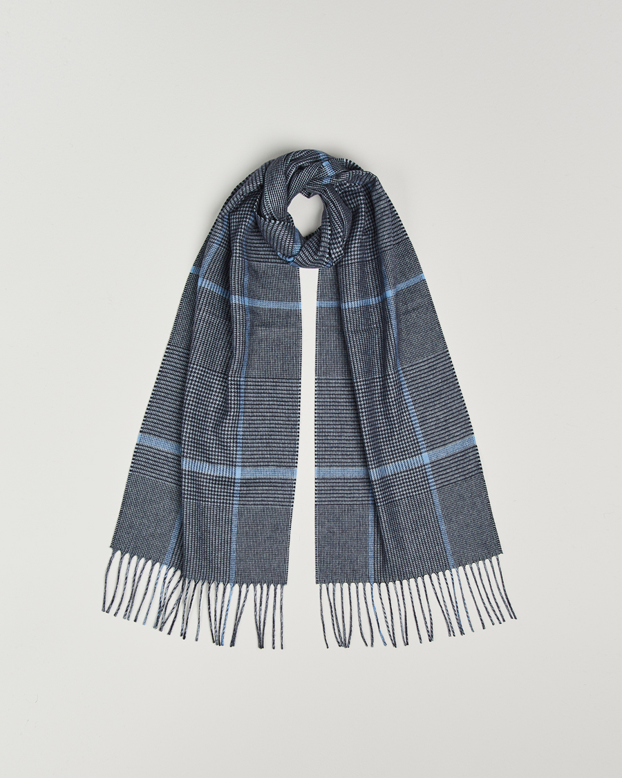 Men | Piacenza Cashmere Cashmere/Silk Overcheck Scarf Dark Blue | Piacenza Cashmere | Cashmere/Silk Overcheck Scarf Dark Blue