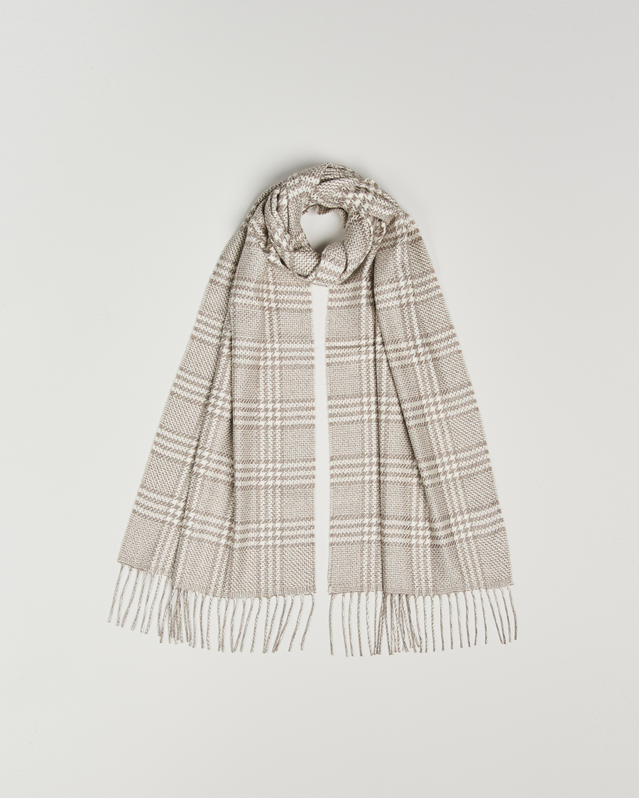 Men | Piacenza Cashmere Cashmere/Silk Houndstooth Scarf Light Beige | Piacenza Cashmere | Cashmere/Silk Houndstooth Scarf Light Beige