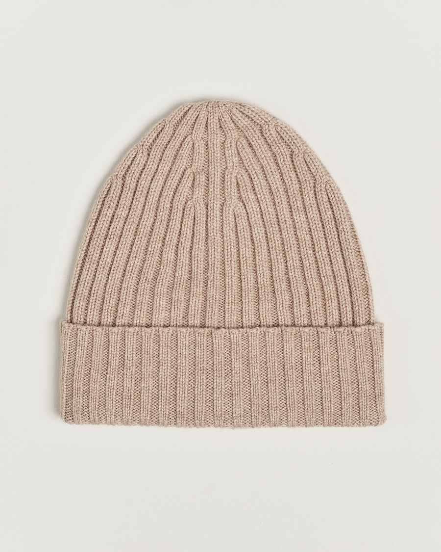 Men | Piacenza Cashmere Ribbed Cashmere Beanie Light Beige | Piacenza Cashmere | Ribbed Cashmere Beanie Light Beige