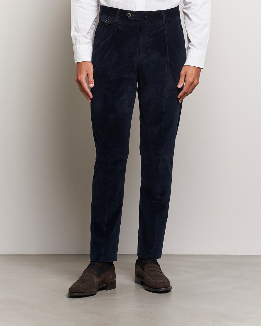 Men | Trousers | PT01 | Slim Fit Corduroy Trousers Navy