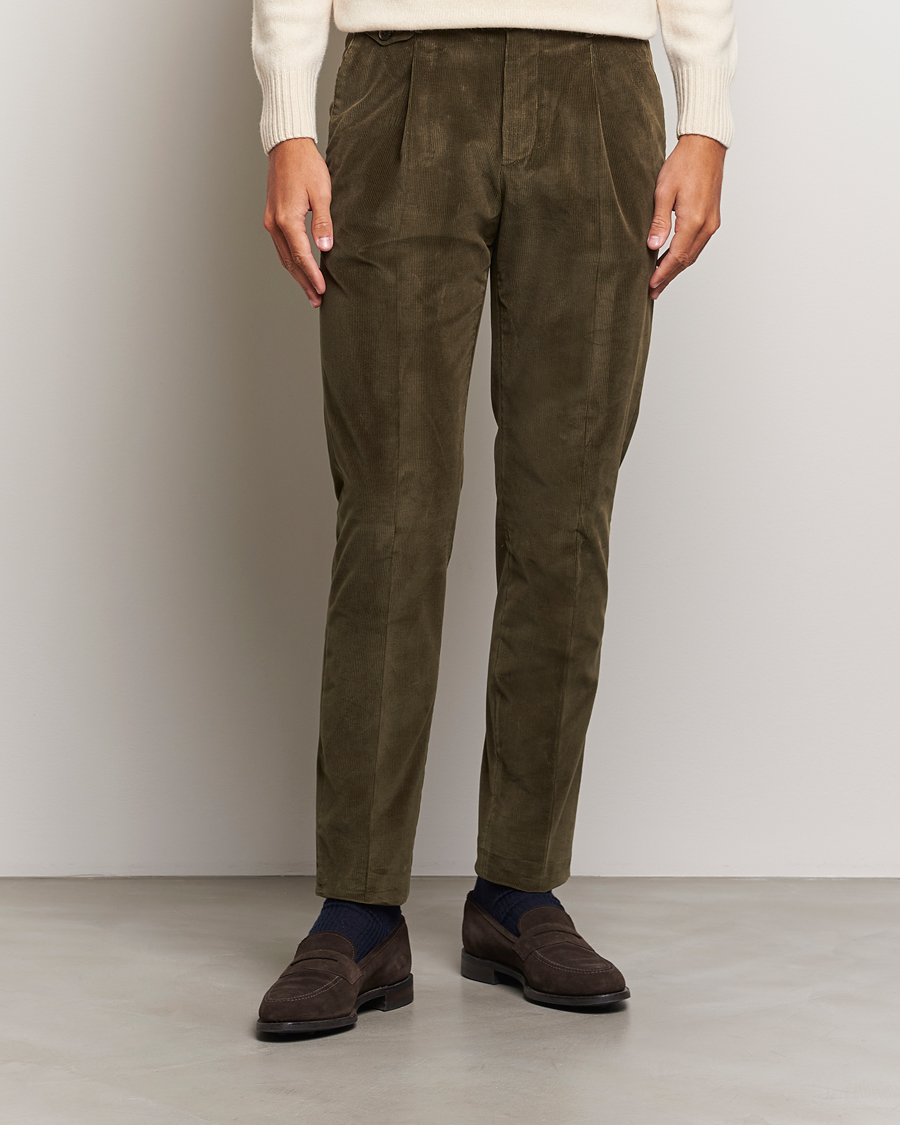 Men | Trousers | PT01 | Slim Fit Corduroy Trousers Dark Green