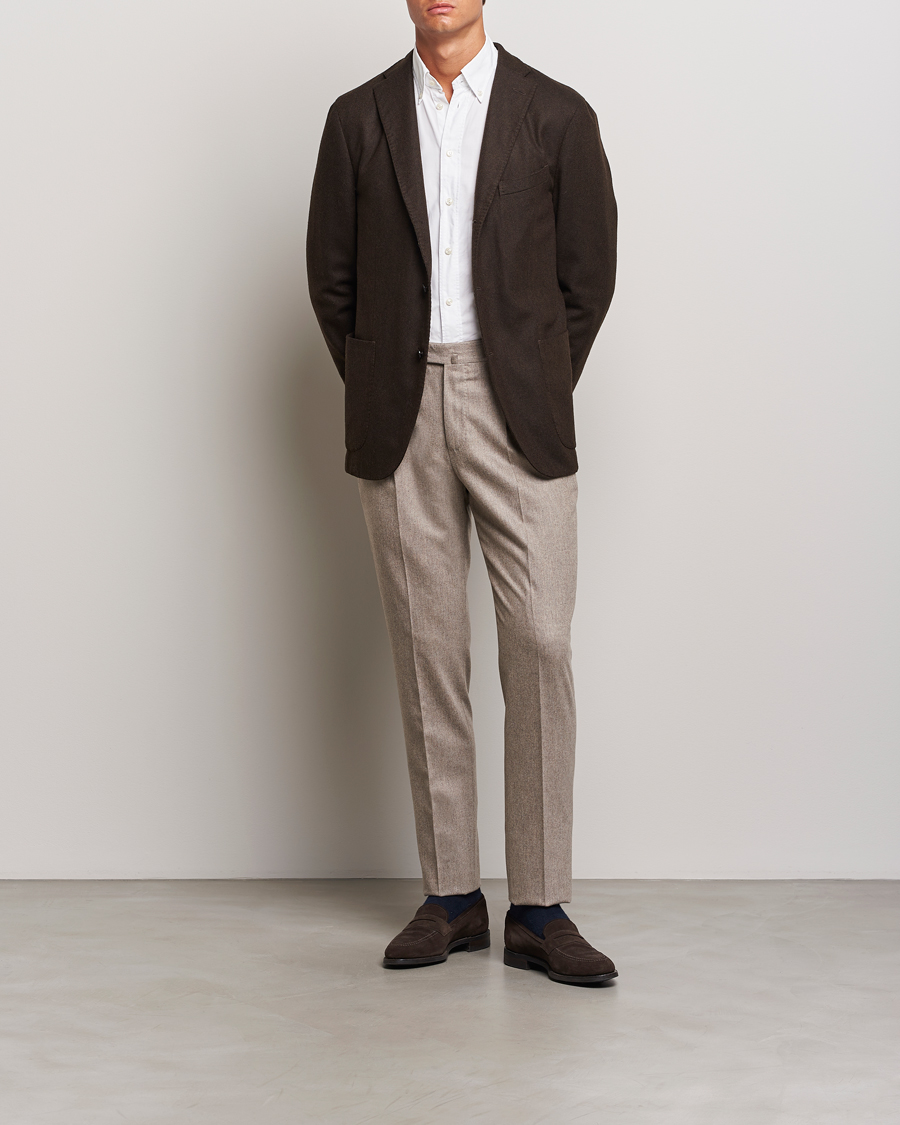 Men | Trousers | PT01 | Slim Fit Pleated Wool/Cashmere Trousers Beige
