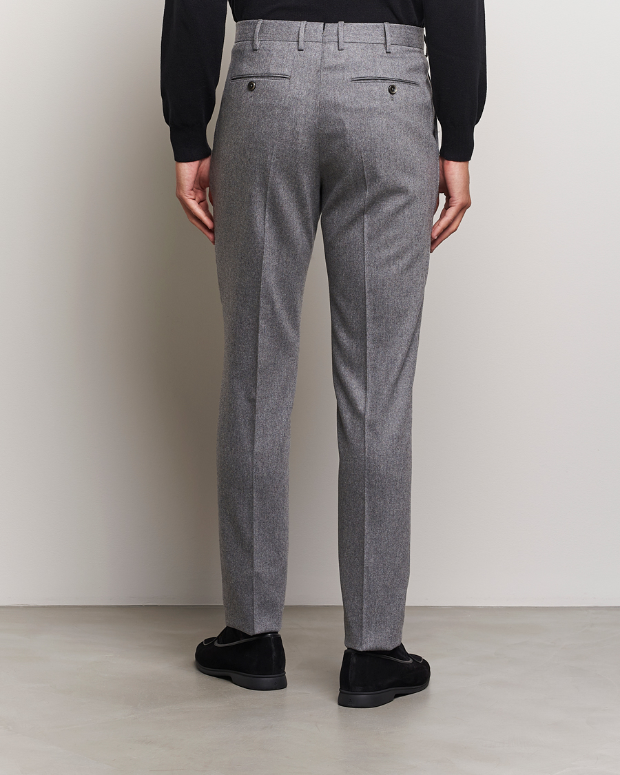 Men | Trousers | PT01 | Slim Fit Pleated Wool/Cashmere Trousers Grey Melange