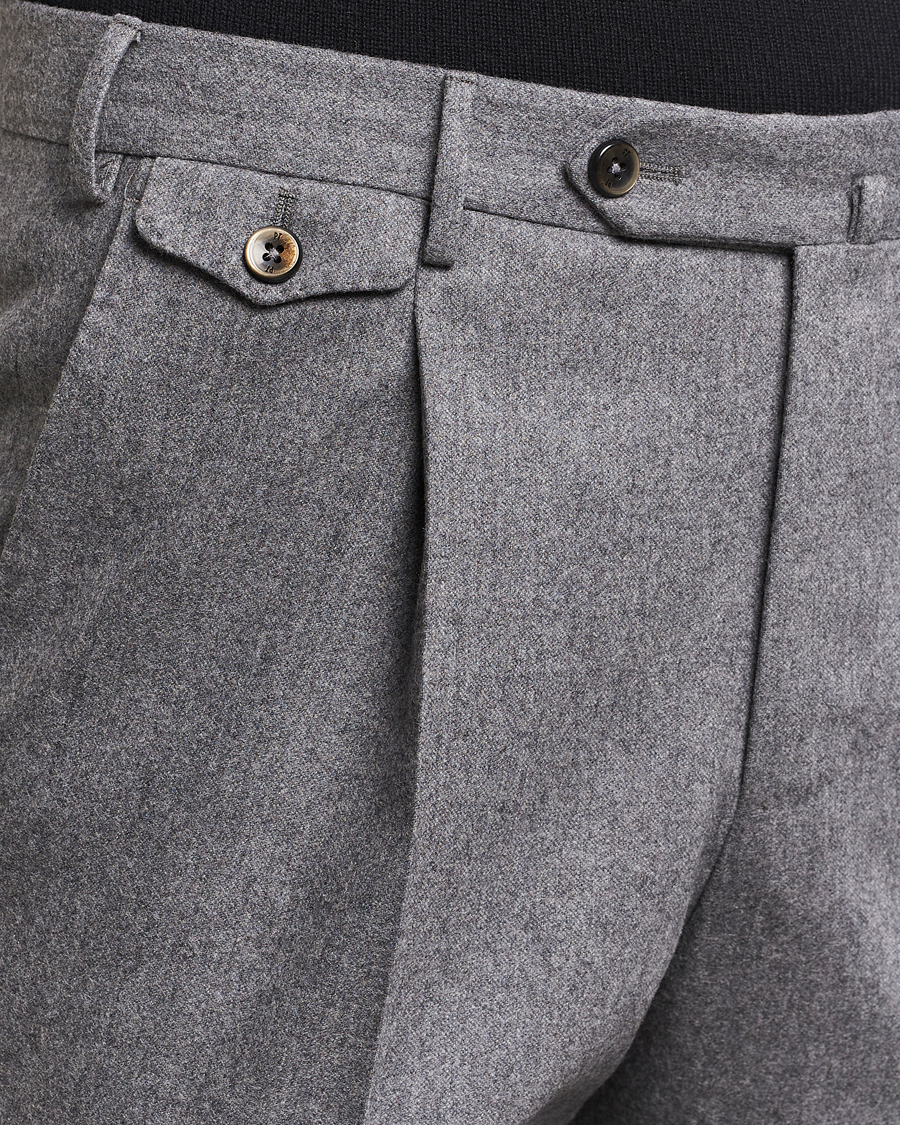 Men | Trousers | PT01 | Slim Fit Pleated Wool/Cashmere Trousers Grey Melange