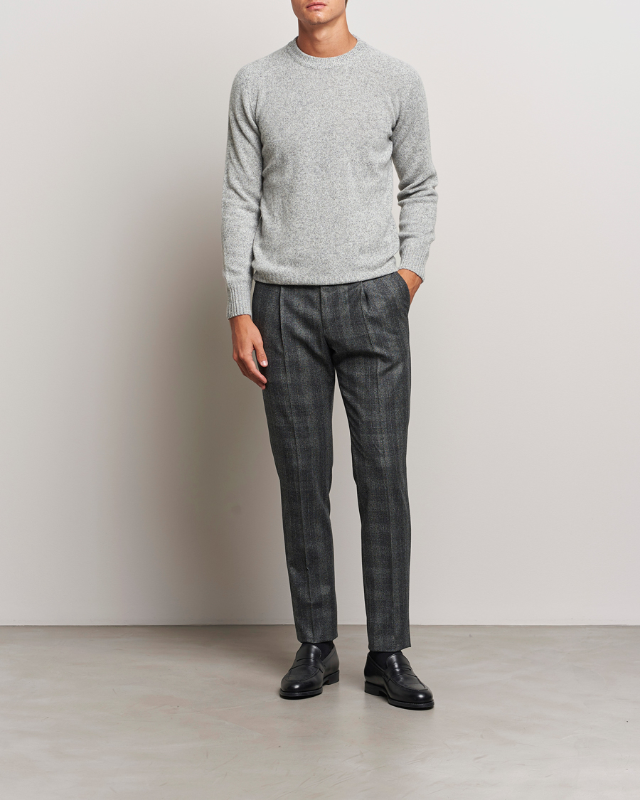 Men | Trousers | PT01 | Slim Fit Pleated Checked Flannel Trousers Grey