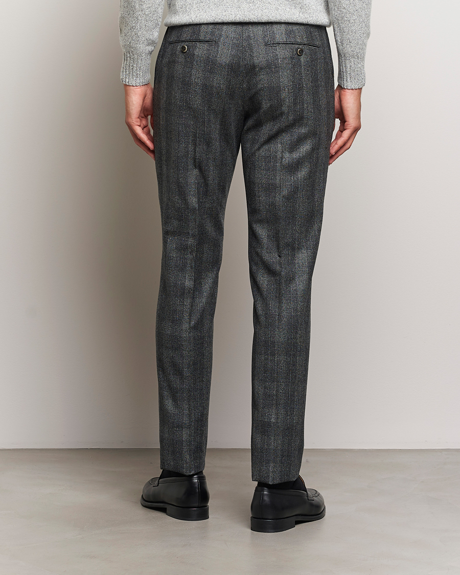 Men | Trousers | PT01 | Slim Fit Pleated Checked Flannel Trousers Grey