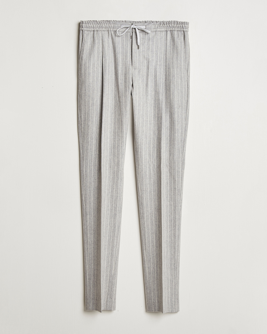 Men | Trousers | PT01 | Slim Fit Wool/Cashmere Drawstring Trousers Light Grey
