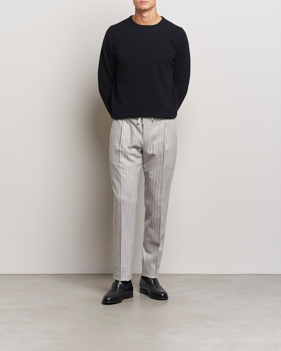 Men | Trousers | PT01 | Slim Fit Wool/Cashmere Drawstring Trousers Light Grey
