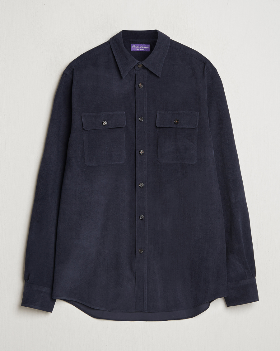 Men | Shirts | Ralph Lauren Purple Label | Cotton/Cashmere Corduroy Overshirt Navy