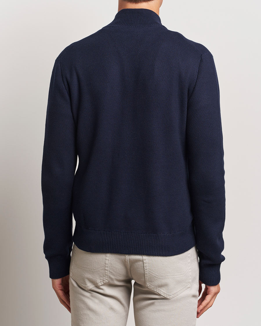 Men | Sweaters & Knitwear | Ralph Lauren Purple Label | Cotton/Silk Full Zip Sweater Navy