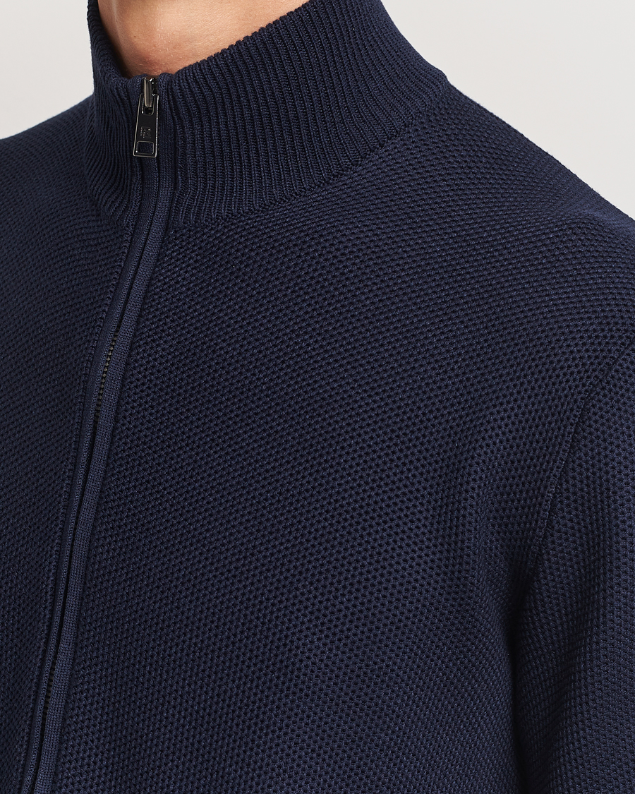 Men | Sweaters & Knitwear | Ralph Lauren Purple Label | Cotton/Silk Full Zip Sweater Navy
