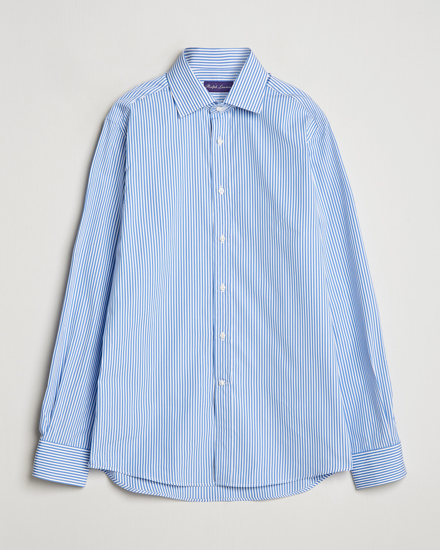Men | Shirts | Ralph Lauren Purple Label | Pop Stripe Cotton Shirt Light Blue