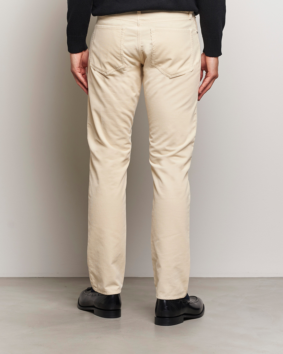 Men | Trousers | Ralph Lauren Purple Label | Slim Fit 5-Pocket Corduroy Pants Cream