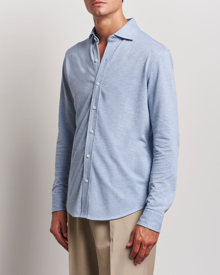 Men | Shirts | Ralph Lauren Purple Label | Cotton Piquet Shirt Light Blue