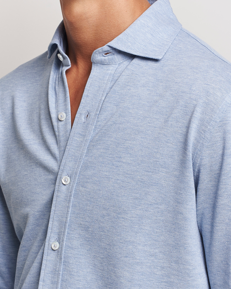 Men | Shirts | Ralph Lauren Purple Label | Cotton Piquet Shirt Light Blue