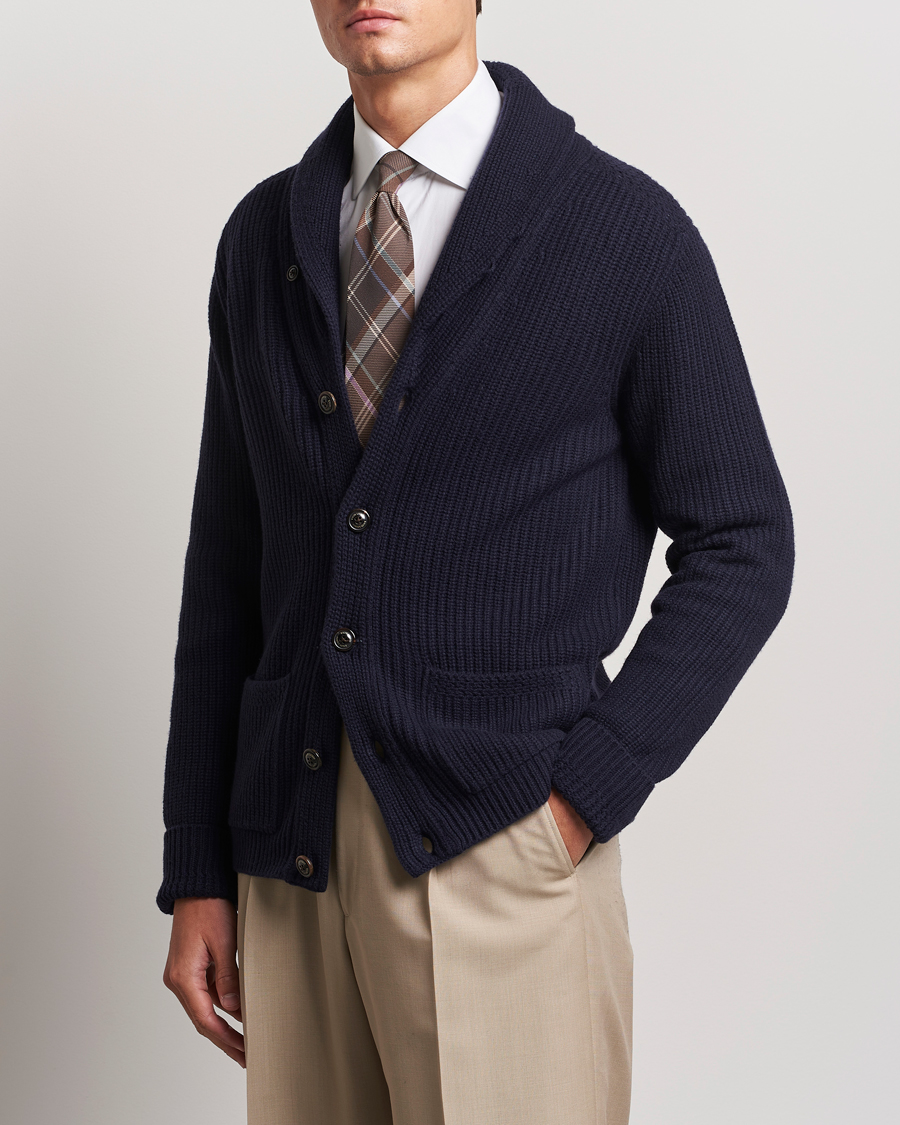 Men | Sweaters & Knitwear | Ralph Lauren Purple Label | Cashmere Shawl Cardigan Navy