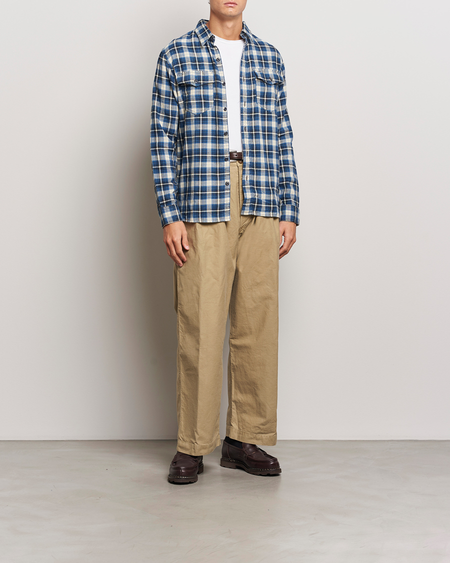 Men | Shirts | RRL | Herc Flannel Shirt Blue Check