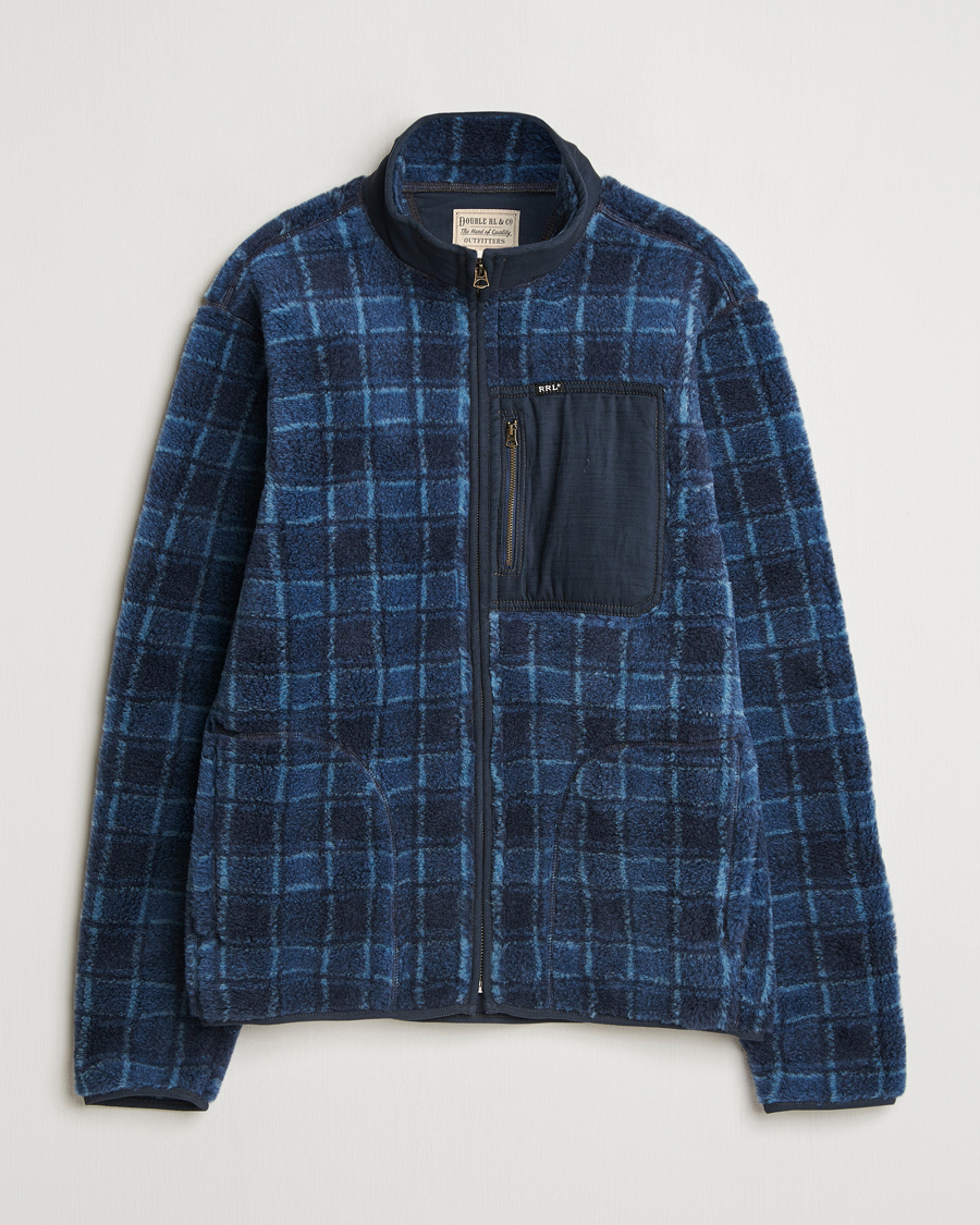 Men | Sweaters & Knitwear | RRL | Gabe Fleece Full Zip Navy Plaid