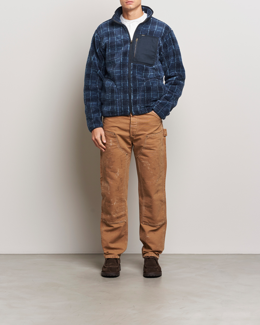 Men | Sweaters & Knitwear | RRL | Gabe Fleece Full Zip Navy Plaid
