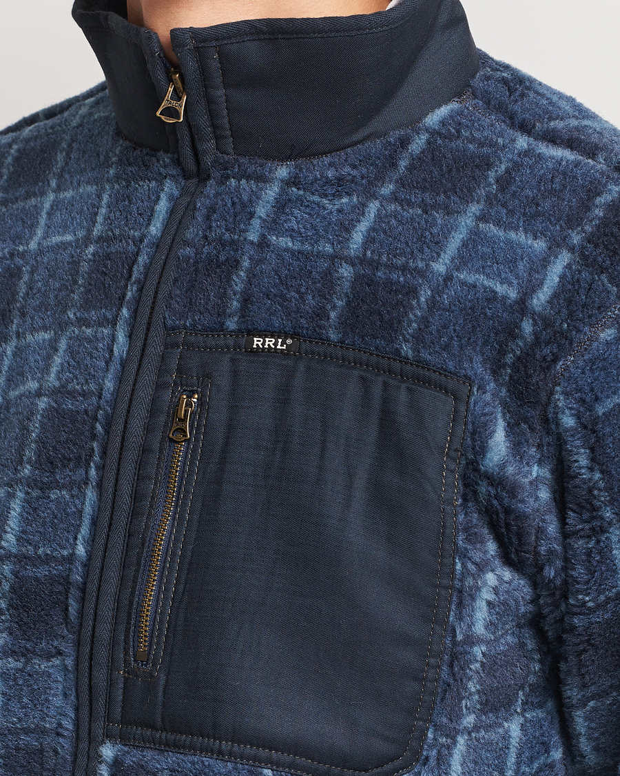 Men | Sweaters & Knitwear | RRL | Gabe Fleece Full Zip Navy Plaid