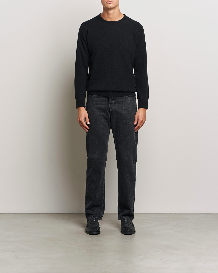 Men | Sweaters & Knitwear | William Lockie | Rob Lambswool Crewneck Black