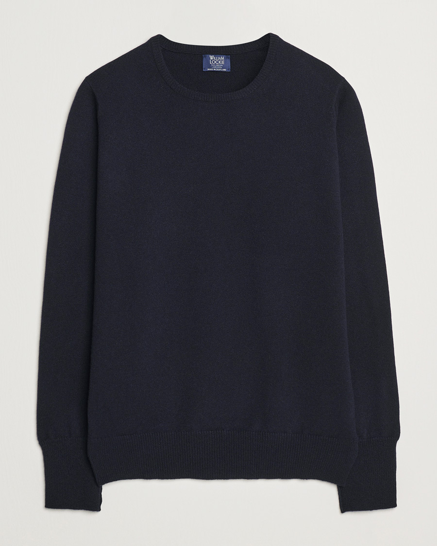 Men | Sweaters & Knitwear | William Lockie | Rob Lambswool Crewneck Navy