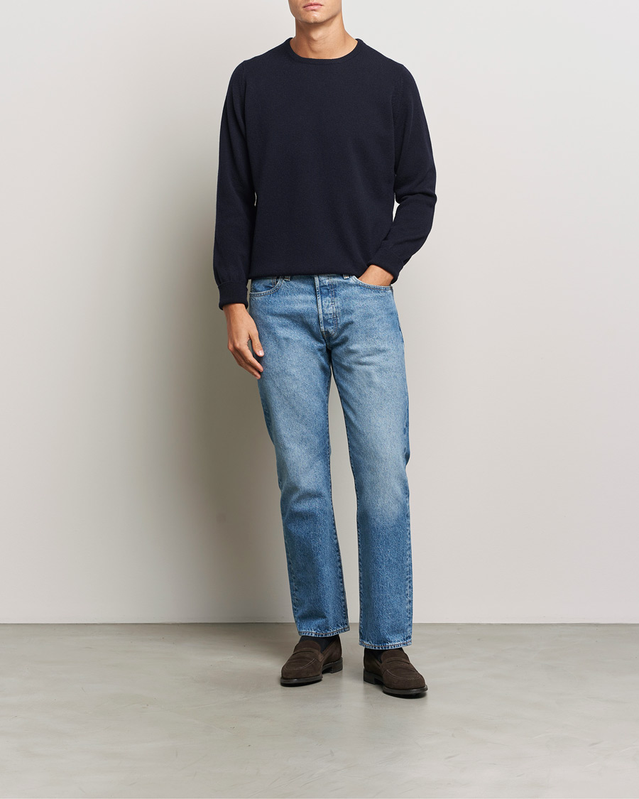 Men | Sweaters & Knitwear | William Lockie | Rob Lambswool Crewneck Navy