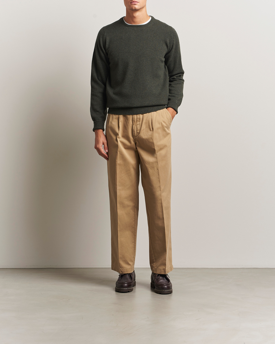 Men | Sweaters & Knitwear | William Lockie | Rob Lambswool Crewneck Seaweed