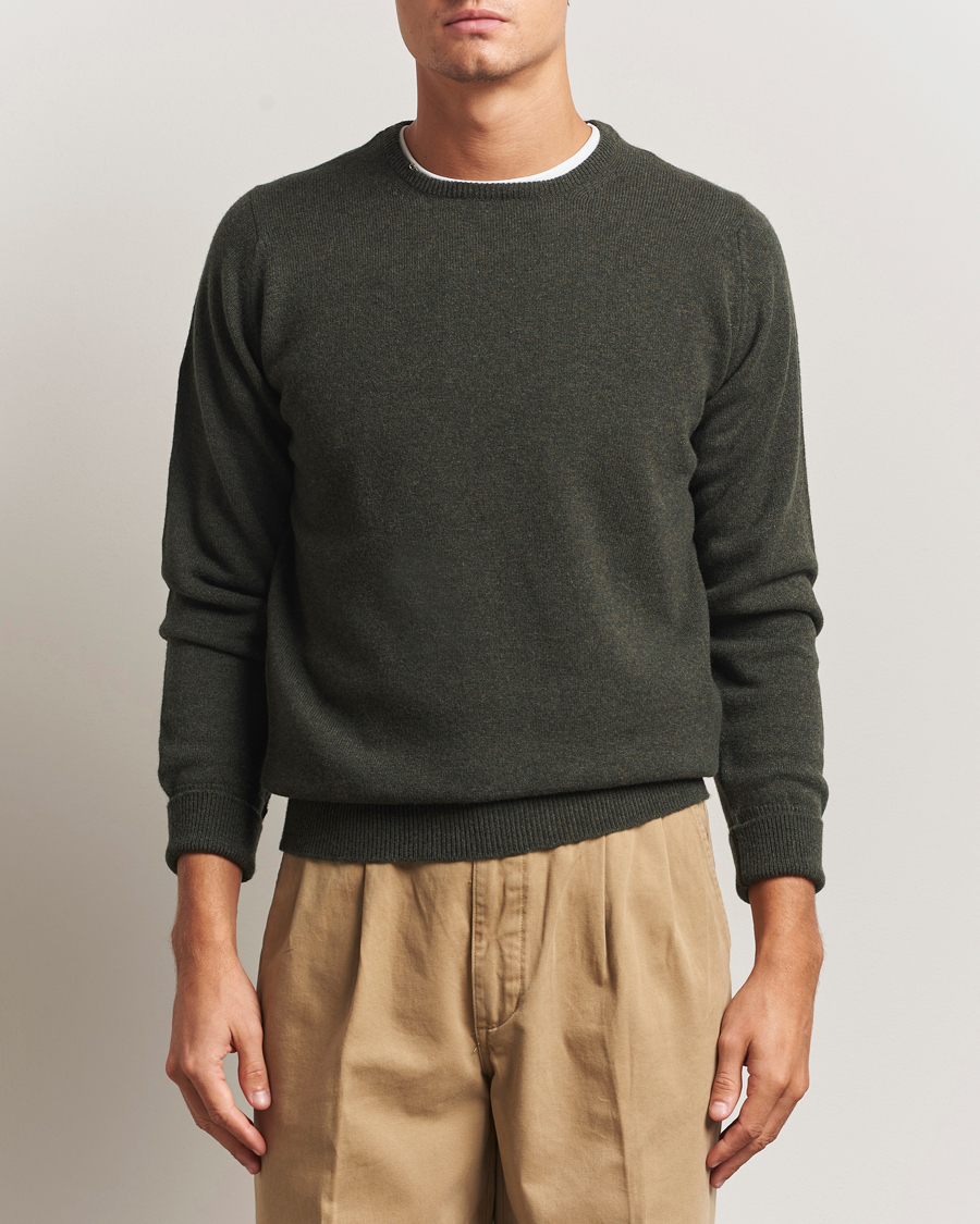 Men | Sweaters & Knitwear | William Lockie | Rob Lambswool Crewneck Seaweed