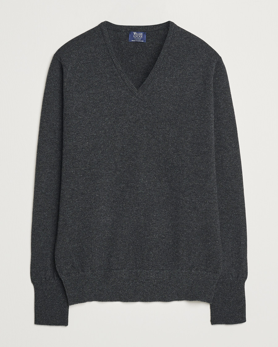 Men | Sweaters & Knitwear | William Lockie | Rob Lambswool V-Neck Charcoal