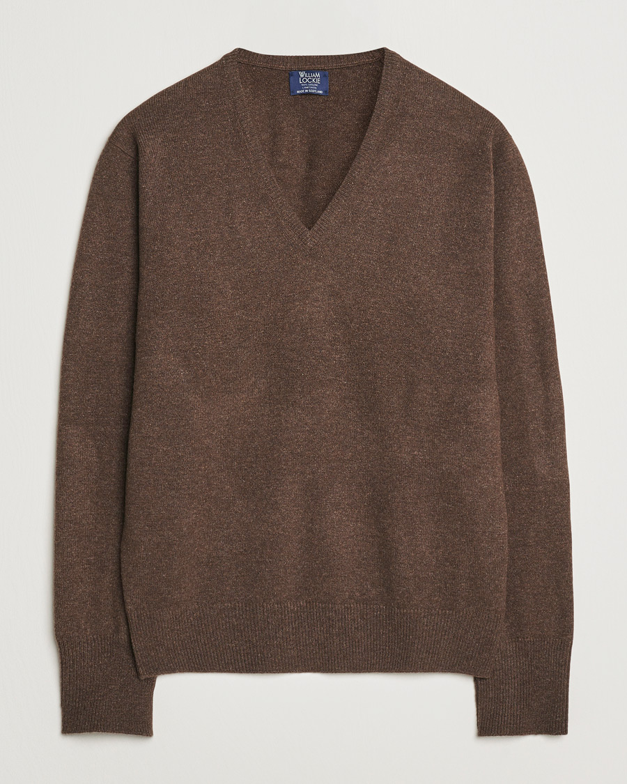 Men | Sweaters & Knitwear | William Lockie | Rob Lambswool V-Neck Mocha