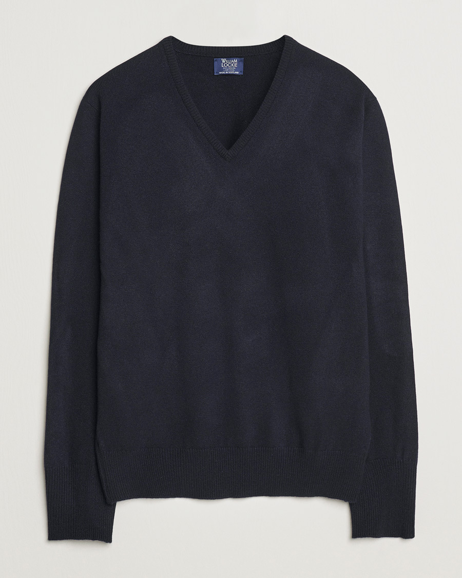 Men | Sweaters & Knitwear | William Lockie | Rob Lambswool V-Neck Navy