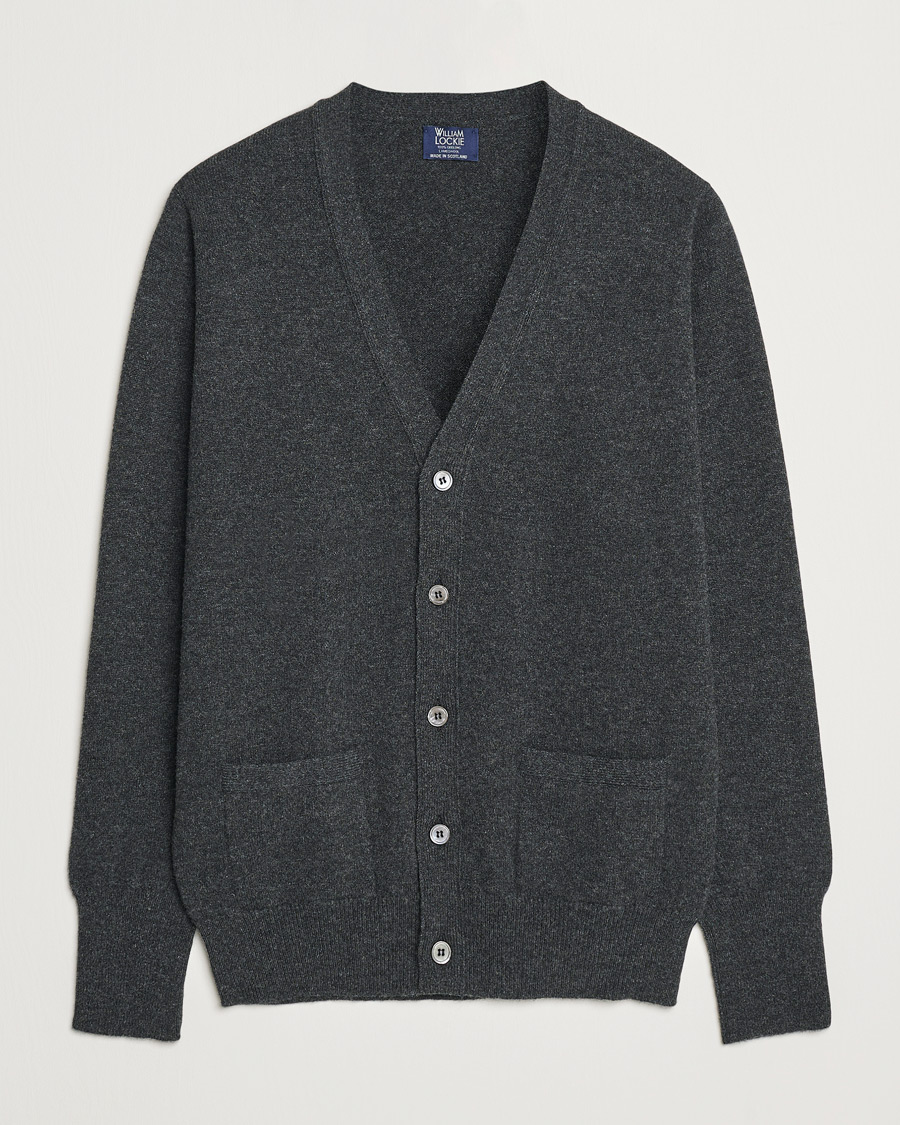 Men | Sweaters & Knitwear | William Lockie | Rob Lambswool Cardigan Charcoal