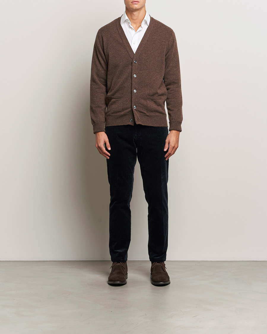 Men | Sweaters & Knitwear | William Lockie | Rob Lambswool Cardigan Mocha