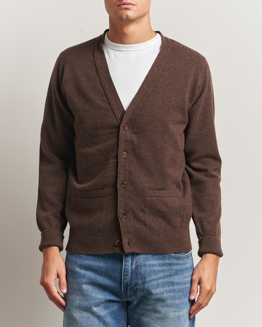 Men | Sweaters & Knitwear | William Lockie | Rob Lambswool Cardigan Mocha